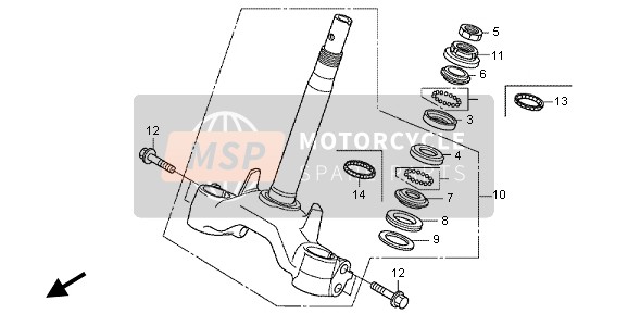 Honda WW125 2013 STEERING STEM for a 2013 Honda WW125